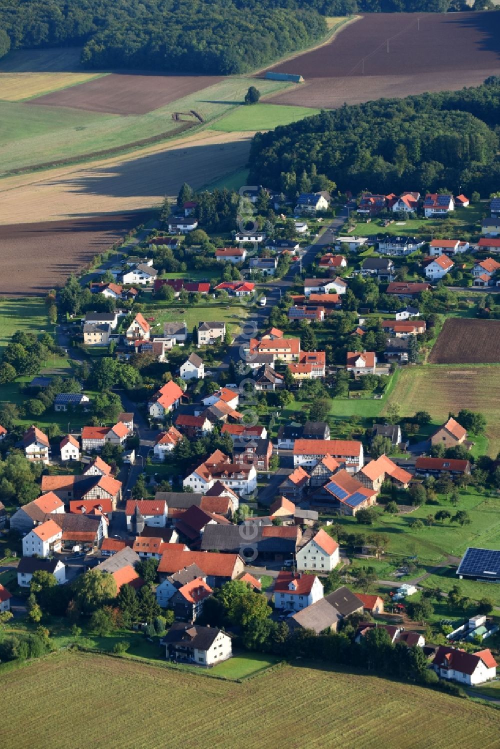 Welferode from above - Town View of the streets and houses of the residential areas in Welferode in the state Hesse, Germany