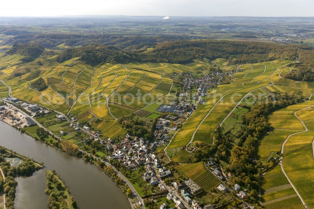 Aerial image Wellenstein - ocal view of Wellenstein on the river Saar in the commune of Schengen in Luxembourg