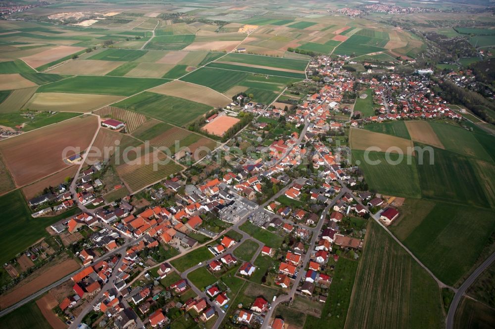 Aerial image Wendelsheim - Townscape of Wendelsheim is a municipality in the district Alzey-Worms in Rhineland-Palatinate