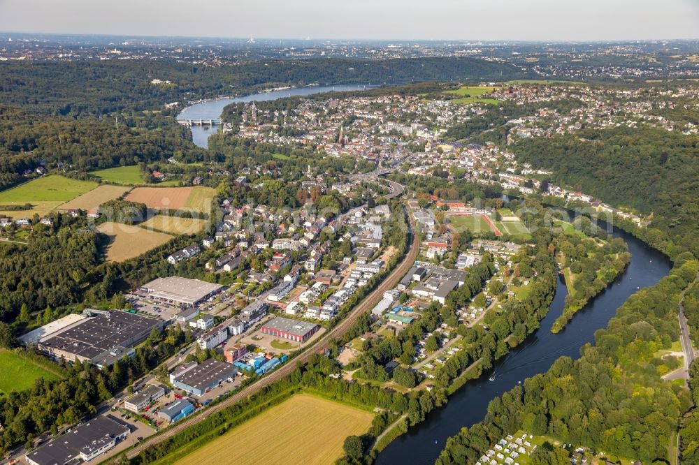 Werden from above - Town View of the streets and houses of the residential areas in Werden in the state North Rhine-Westphalia, Germany