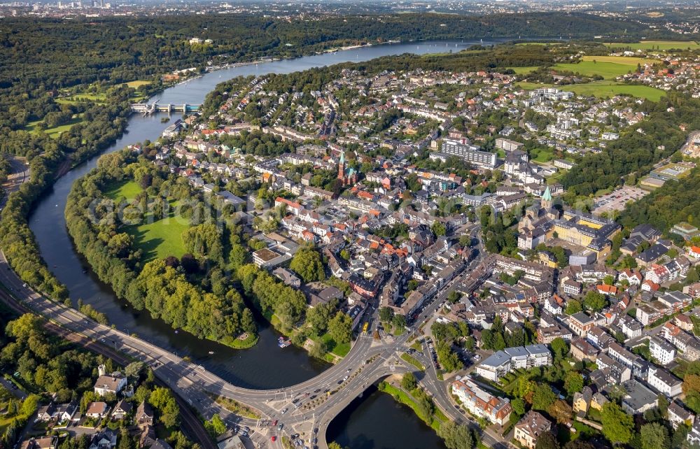 Aerial image Werden - Town View of the streets and houses of the residential areas in Werden in the state North Rhine-Westphalia, Germany