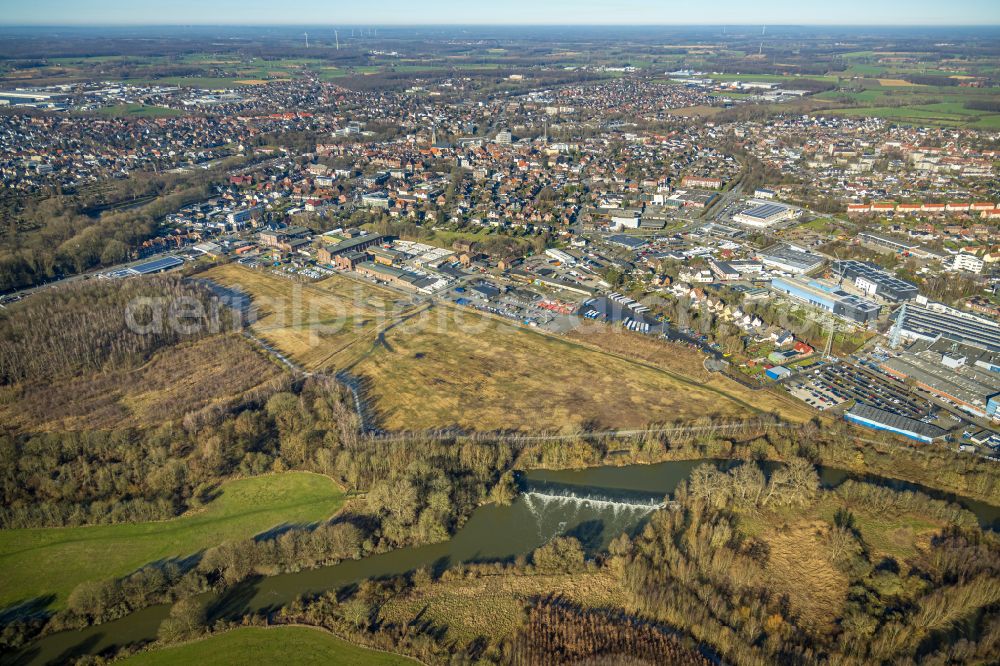 Aerial image Werne - Town View of the streets and houses of the residential areas in Werne at Ruhrgebiet in the state North Rhine-Westphalia, Germany