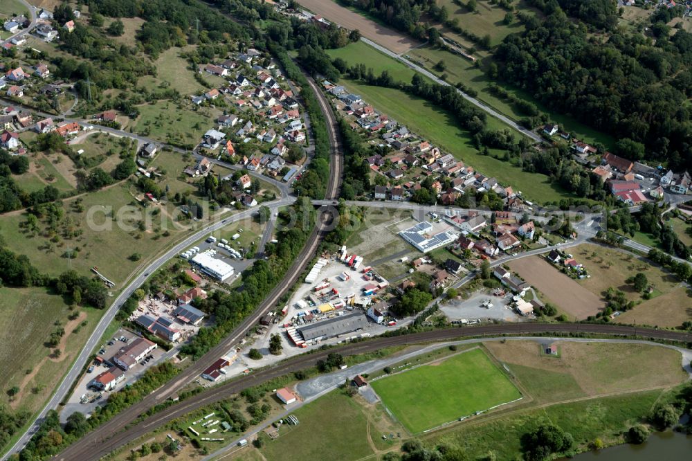 Aerial image Wernfeld - Town View of the streets and houses of the residential areas in Wernfeld in the state Bavaria, Germany