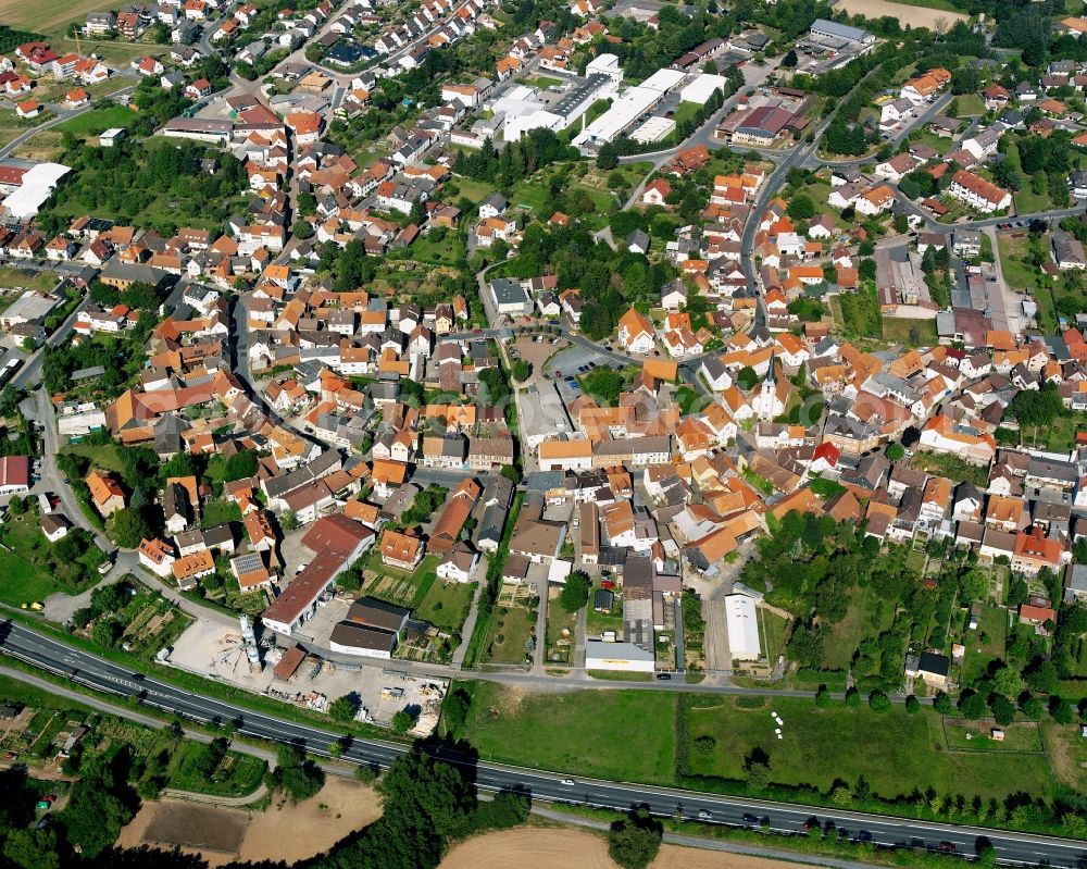 Wersau from the bird's eye view: Town View of the streets and houses of the residential areas in Wersau in the state Hesse, Germany