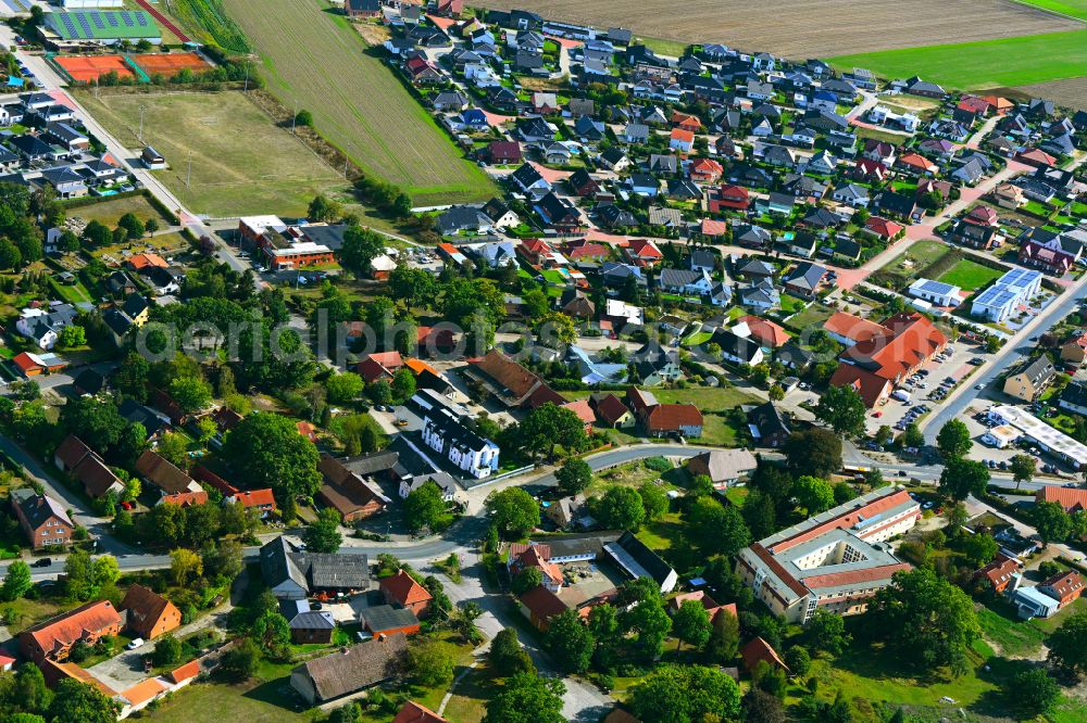 Westerbeck from the bird's eye view: Town View of the streets and houses of the residential areas in Westerbeck in the state Lower Saxony, Germany