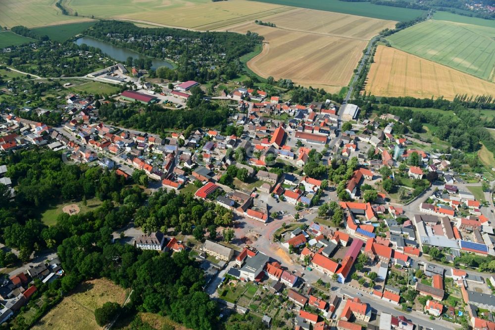 Westeregeln from above - Town View of the streets and houses of the residential areas in Westeregeln in the state Saxony-Anhalt, Germany