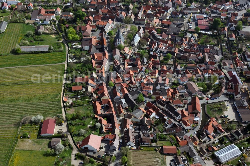 Westhofen from above - Townscape of Hangen-Westhofen is a municipality in the district Alzey-Worms in Rhineland-Palatinate