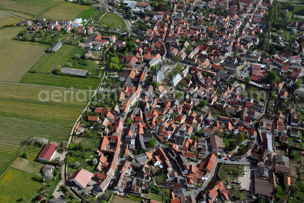 Westhofen from the bird's eye view: Townscape of Hangen-Westhofen is a municipality in the district Alzey-Worms in Rhineland-Palatinate