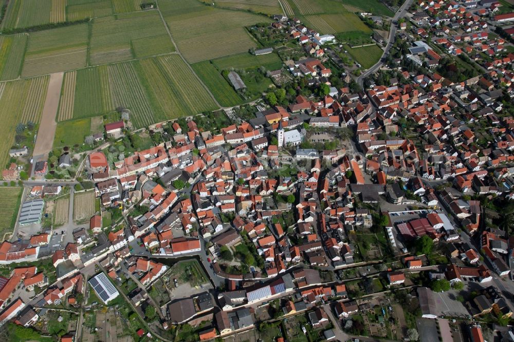 Aerial image Westhofen - Townscape of Hangen-Westhofen is a municipality in the district Alzey-Worms in Rhineland-Palatinate