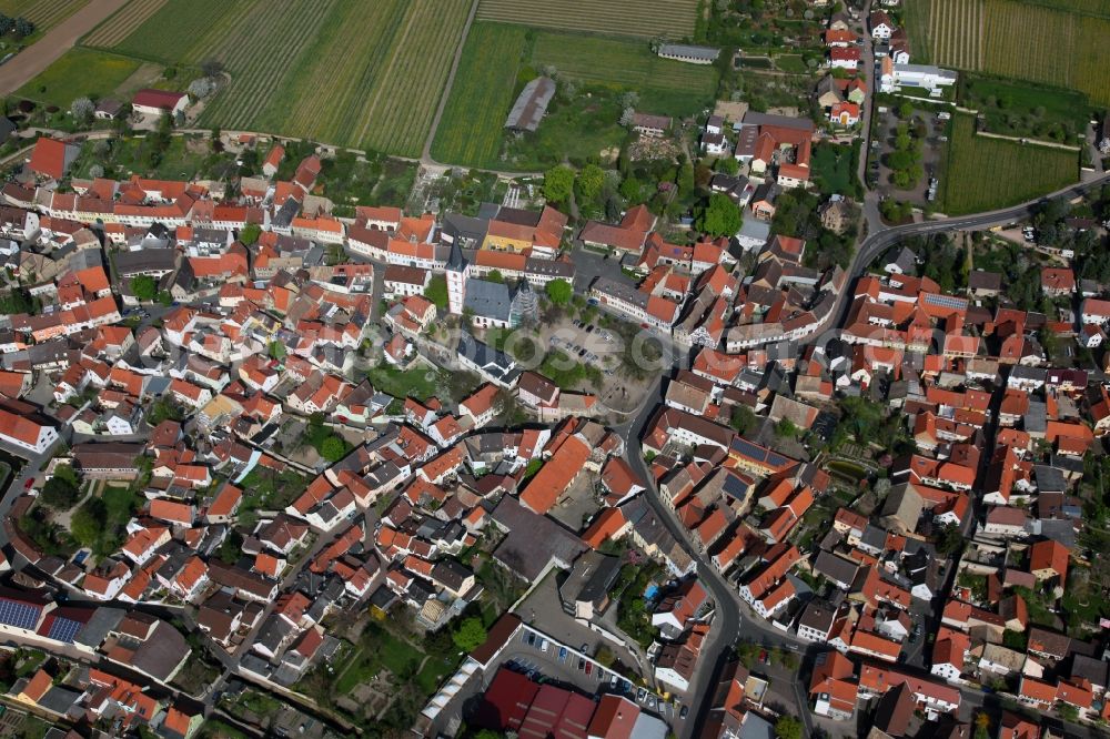 Aerial photograph Westhofen - Townscape of Hangen-Westhofen is a municipality in the district Alzey-Worms in Rhineland-Palatinate