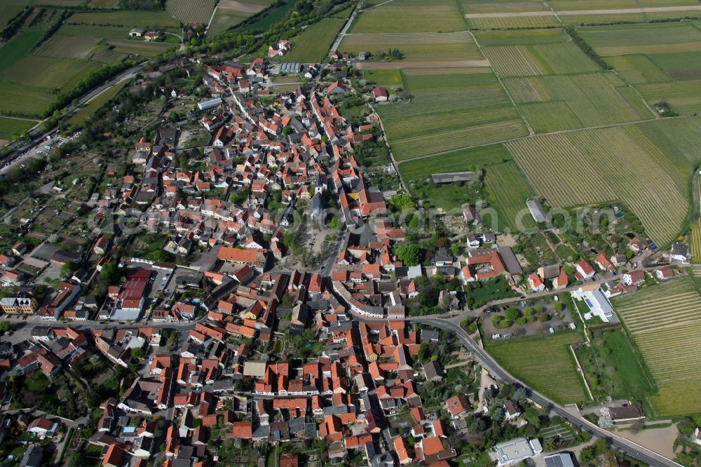 Westhofen from the bird's eye view: Townscape of Hangen-Westhofen is a municipality in the district Alzey-Worms in Rhineland-Palatinate