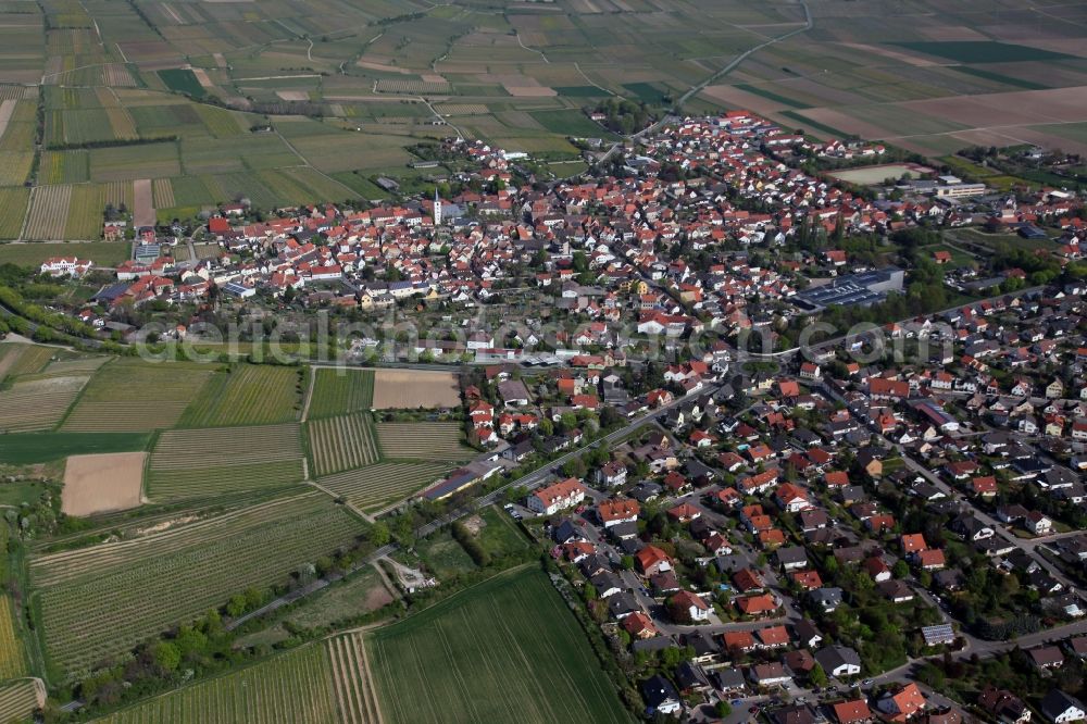 Aerial photograph Westhofen - Townscape of Hangen-Westhofen is a municipality in the district Alzey-Worms in Rhineland-Palatinate