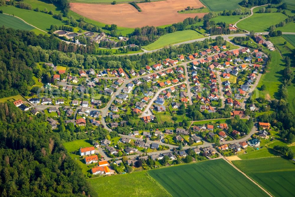 Aerial image Wetterburg - Town View of the streets and houses of the residential areas in Wetterburg in the state Hesse, Germany