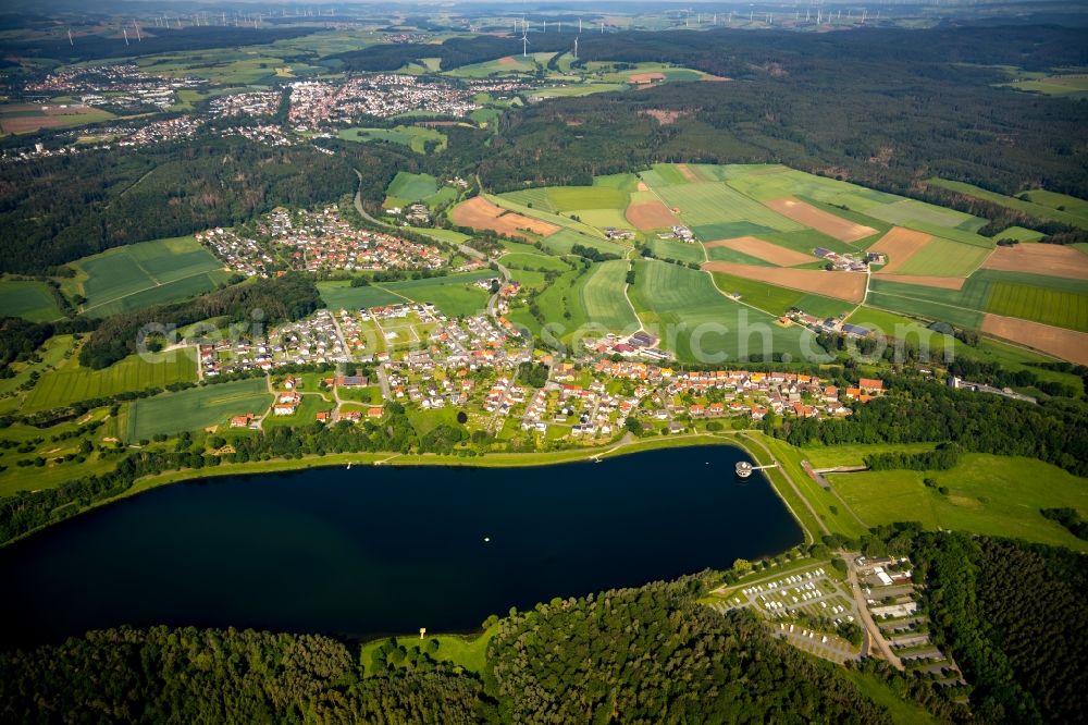 Aerial photograph Wetterburg - Town View of the streets and houses of the residential areas in Wetterburg in the state Hesse, Germany