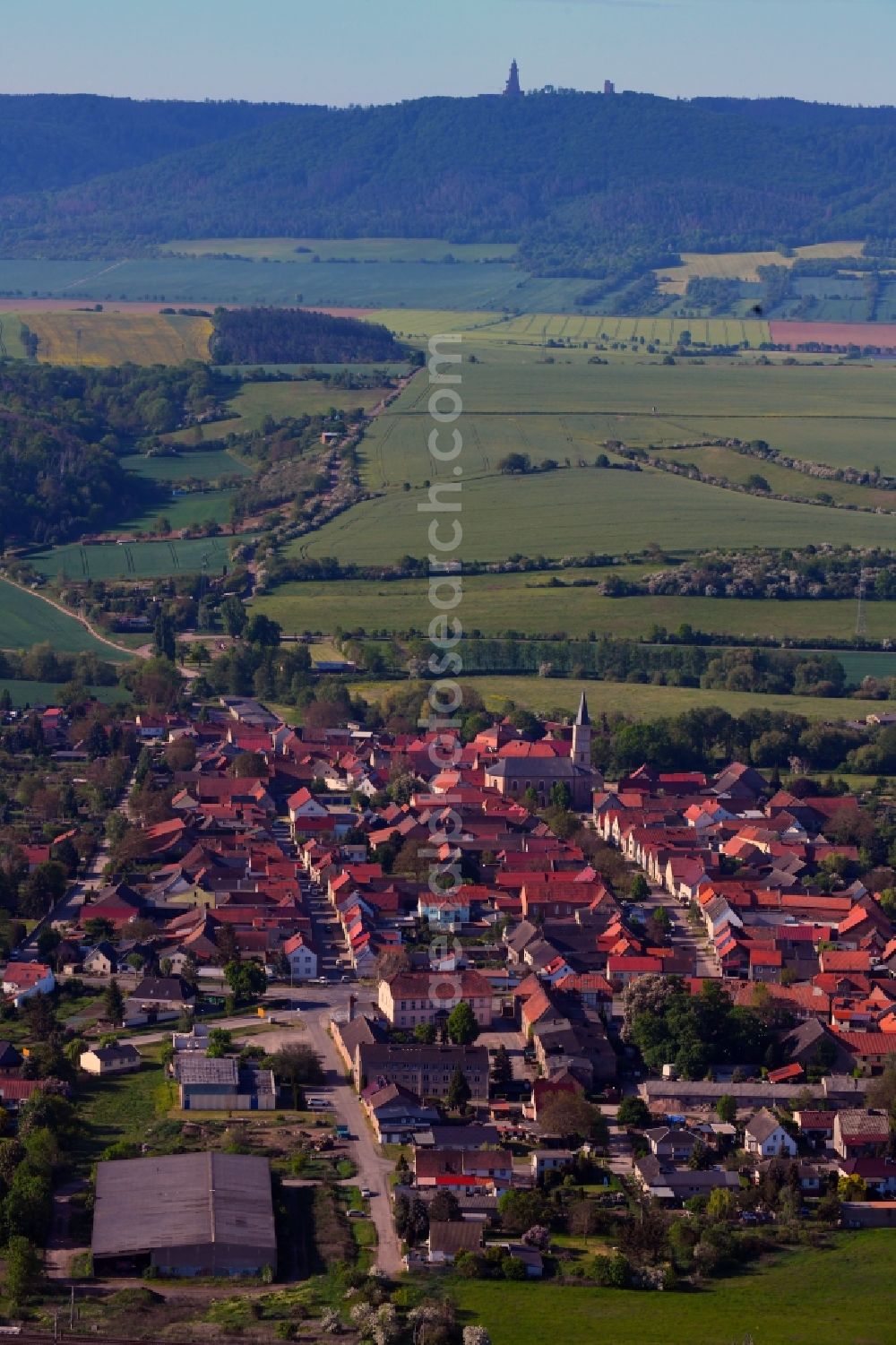 Aerial photograph Wickerode - Town View of the streets and houses of the residential areas in Wickerode in the state Saxony-Anhalt, Germany