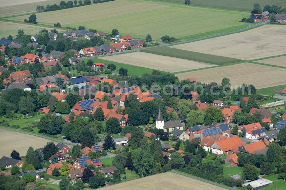 Wiedensahl from the bird's eye view: Town View of the streets and houses of the residential areas in Wiedensahl in the state Lower Saxony