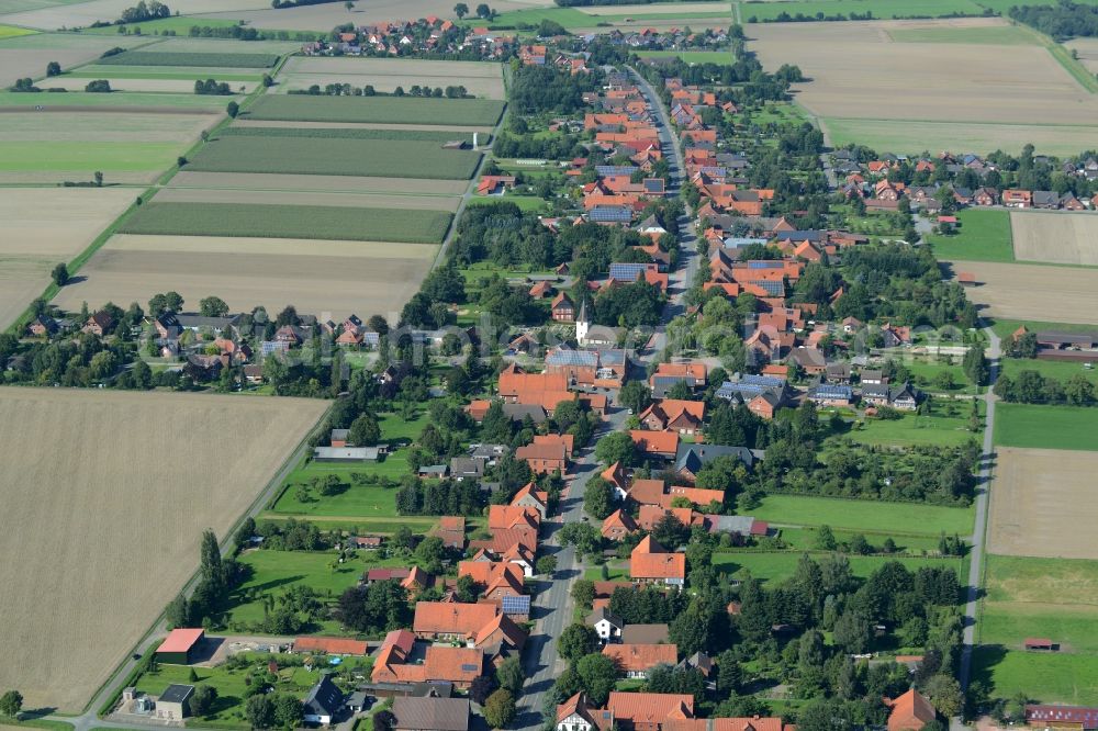 Wiedensahl from above - Town View of the streets and houses of the residential areas in Wiedensahl in the state Lower Saxony