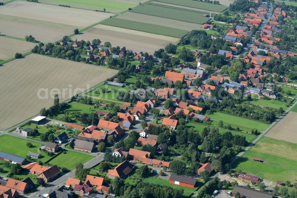 Wiedensahl from the bird's eye view: Town View of the streets and houses of the residential areas in Wiedensahl in the state Lower Saxony