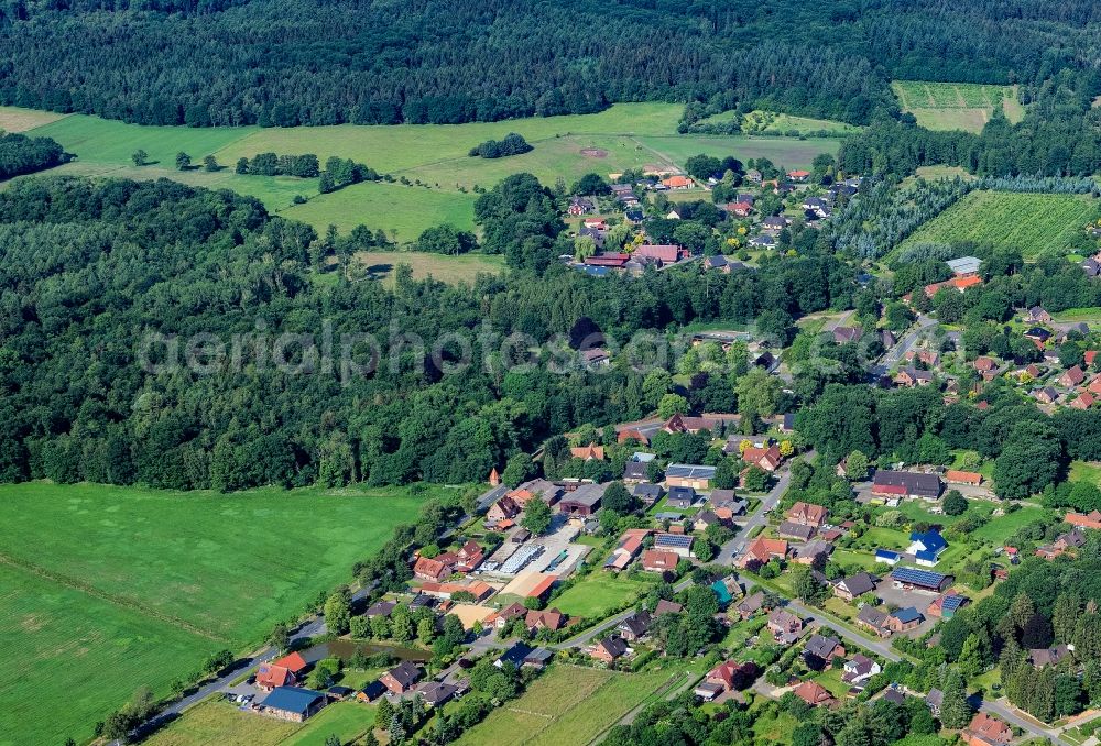 Aerial image Wiegersen - Town View of the streets and houses of the residential areas in Wiegersen in the state Lower Saxony, Germany