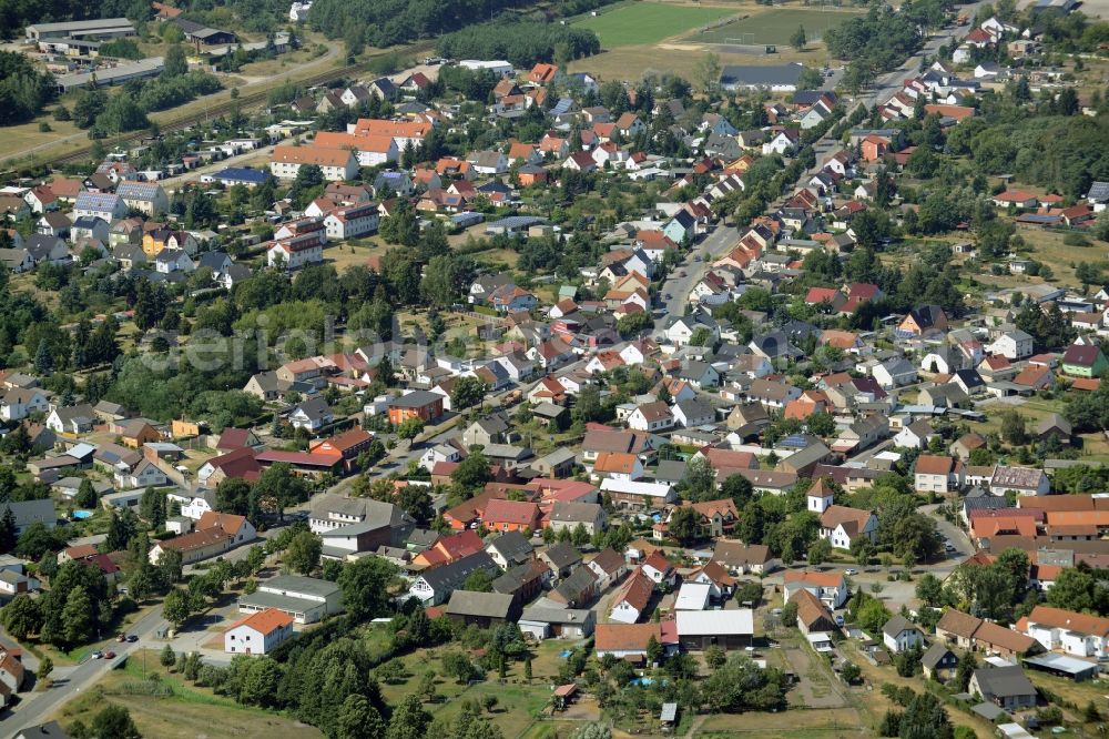 Wiesenau from above - Town View of the streets and houses of the residential areas in Wiesenau in the state Brandenburg