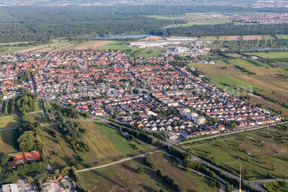 Wiesental from the bird's eye view: Town View of the streets and houses of the residential areas in Wiesental in the state Baden-Wurttemberg, Germany