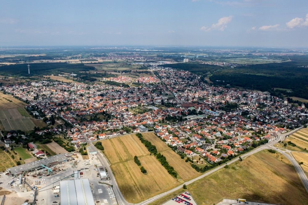 Aerial image Wiesental - Town View of the streets and houses of the residential areas in Wiesental in the state Baden-Wurttemberg, Germany