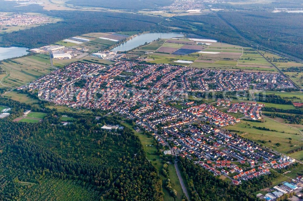 Wiesental from above - Town View of the streets and houses of the residential areas in Wiesental in the state Baden-Wurttemberg, Germany