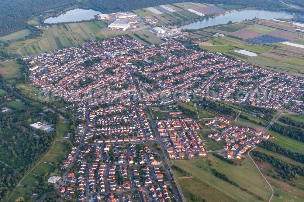 Wiesental from the bird's eye view: Town View of the streets and houses of the residential areas in Wiesental in the state Baden-Wurttemberg, Germany