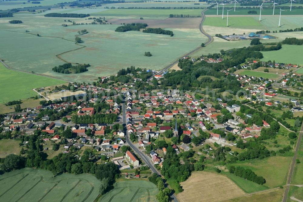 Aerial image Wildberg - Town View of the streets and houses in Wildberg in the state Brandenburg, Germany