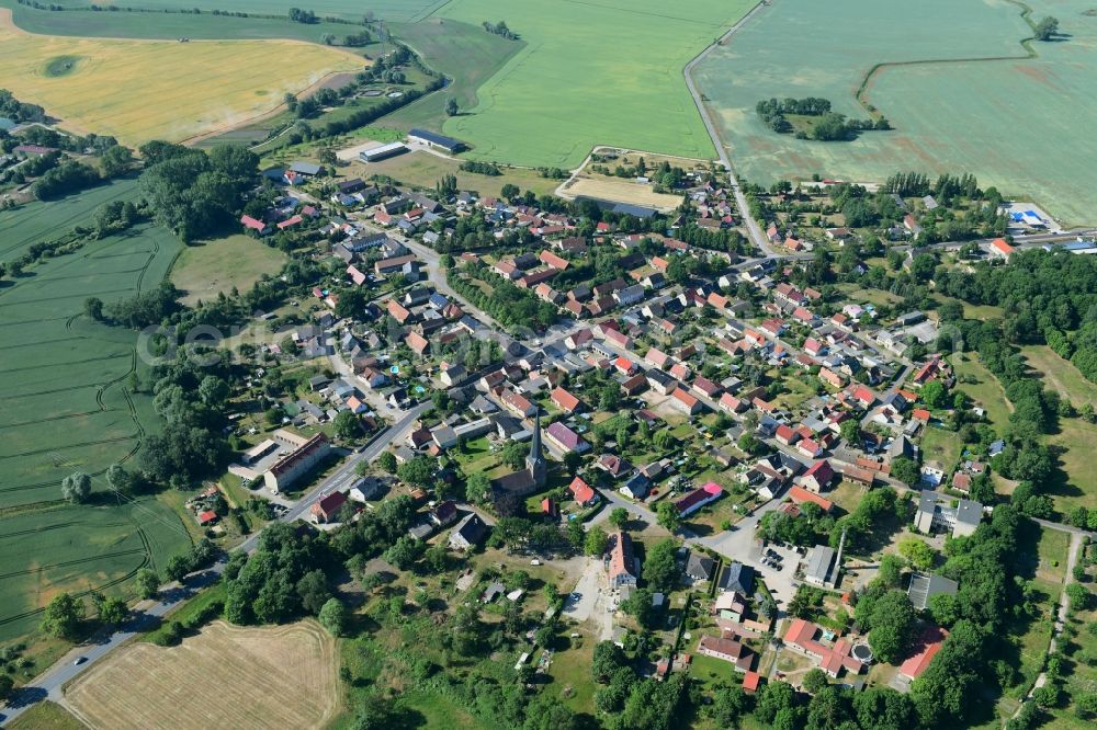 Aerial photograph Wildberg - Town View of the streets and houses in Wildberg in the state Brandenburg, Germany