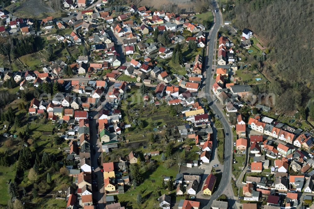 Aerial image Wimmelburg - Town View of the streets and houses of the residential areas in Wimmelburg in the state Saxony-Anhalt