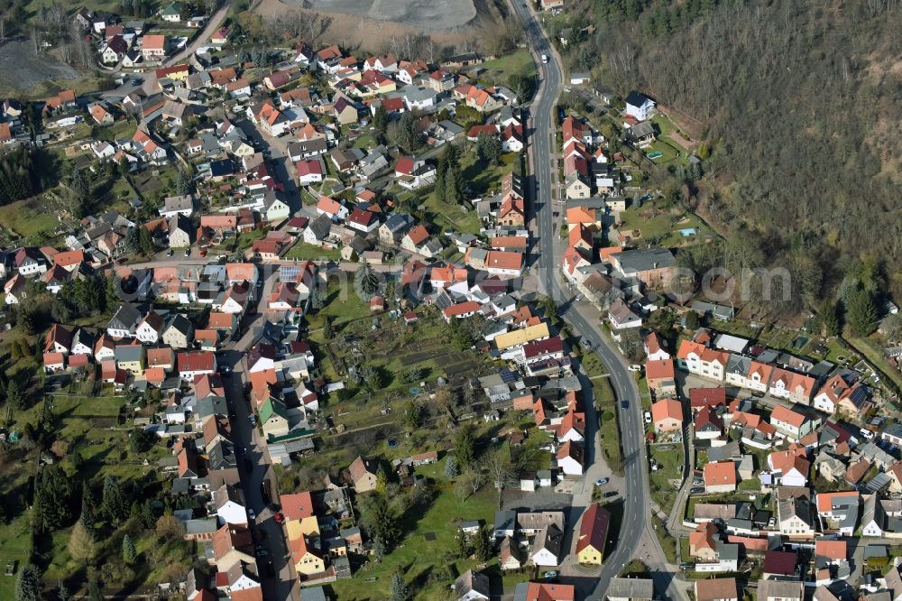 Aerial photograph Wimmelburg - Town View of the streets and houses of the residential areas in Wimmelburg in the state Saxony-Anhalt