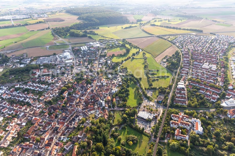 Aerial image Windecken - Town View of the streets and houses of the residential areas in Windecken in the state Hesse, Germany