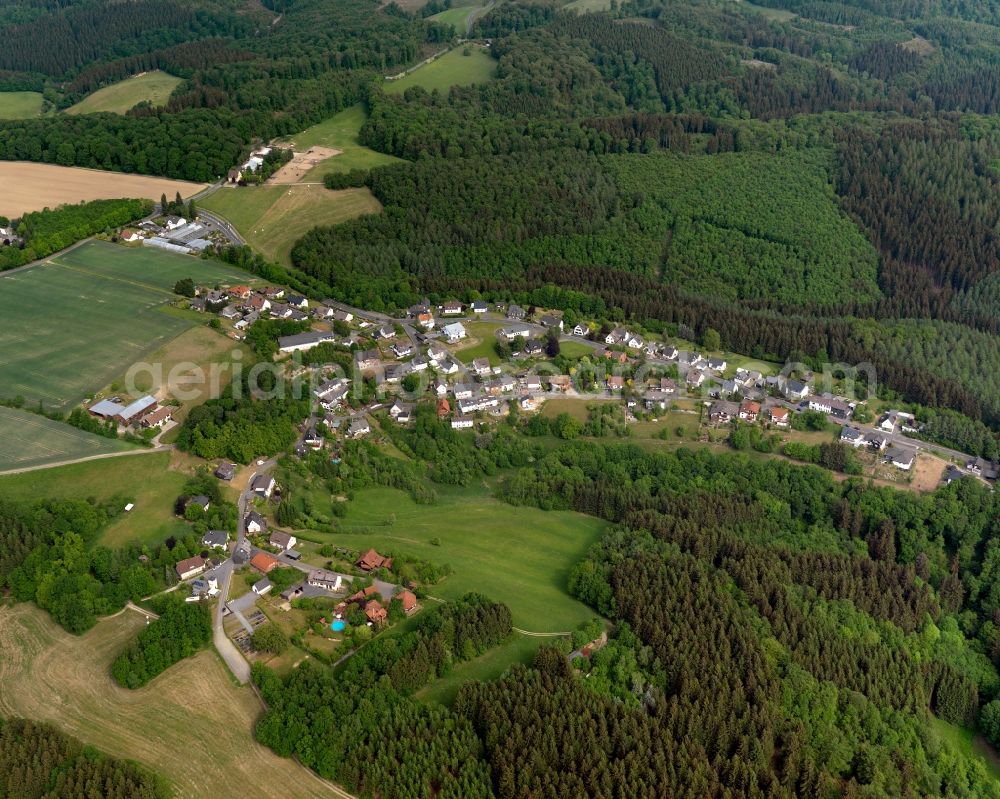 Aerial image Kirchen (Sieg) - View of Wingendorf in the town of Kirchen in the state of Rhineland-Palatinate. The district Wingendorf is located in the West of Kirchen. It consists of several residential buildings and is surrounded by fields, meadows and wooded hills