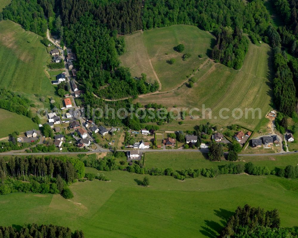 Aerial image Kirchen (Sieg) - View of Winnersbach in the town of Kirchen in the state of Rhineland-Palatinate. Winnersbach is located in the area of Kirchen and is named after the creek of the same name. It consists of several residential buildings and is surrounded by fields, meadows and wooded hills