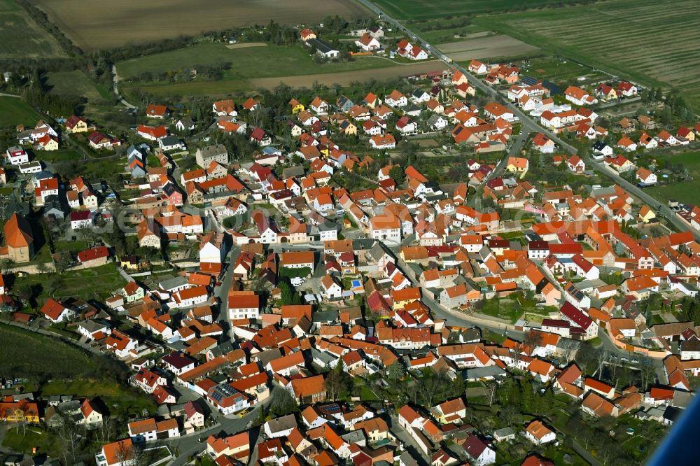 Aerial image Witterda - Town View of the streets and houses of the residential areas in Witterda in the state Thuringia, Germany