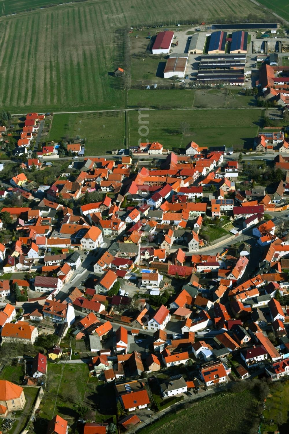 Witterda from above - Town View of the streets and houses of the residential areas in Witterda in the state Thuringia, Germany