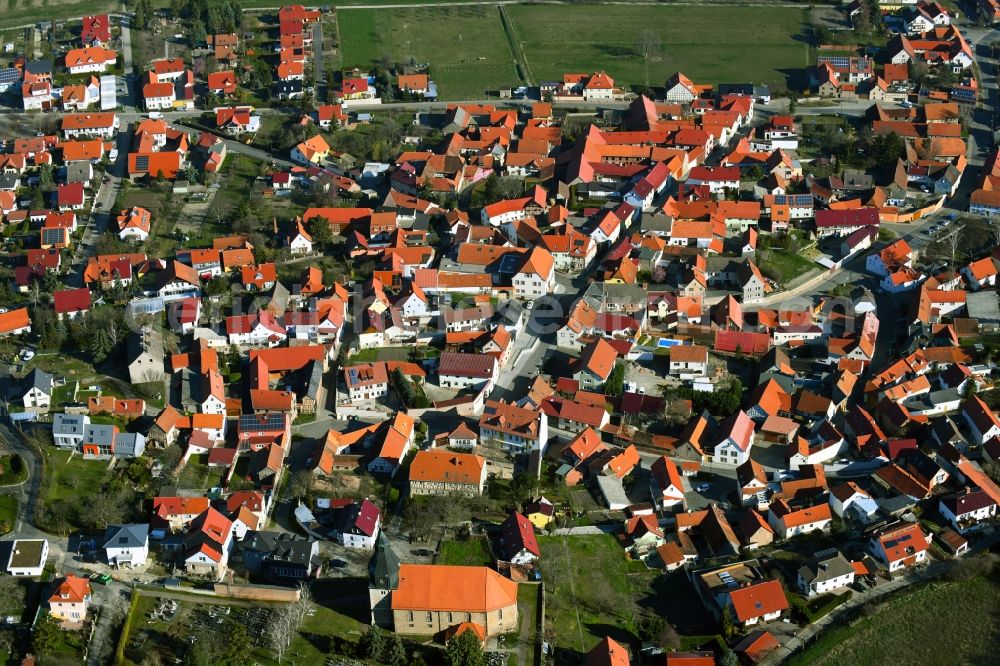 Witterda from the bird's eye view: Town View of the streets and houses of the residential areas in Witterda in the state Thuringia, Germany