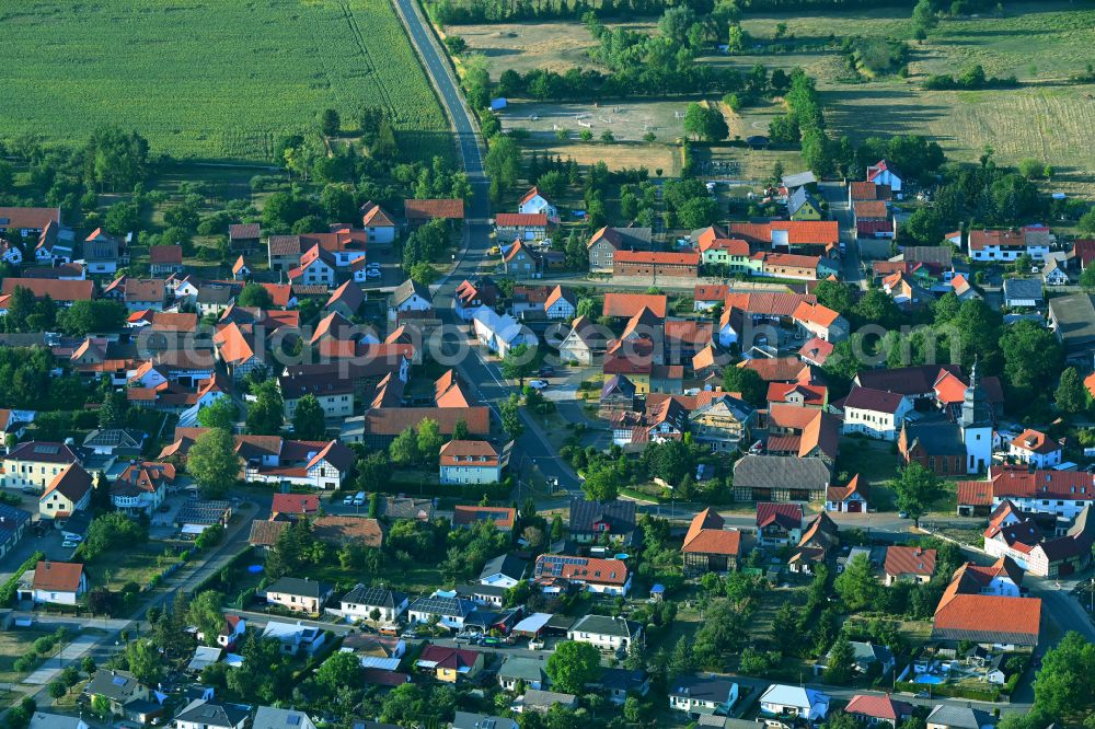 Aerial image Wüllersleben - Town View of the streets and houses of the residential areas in Wüllersleben in the state Thuringia, Germany