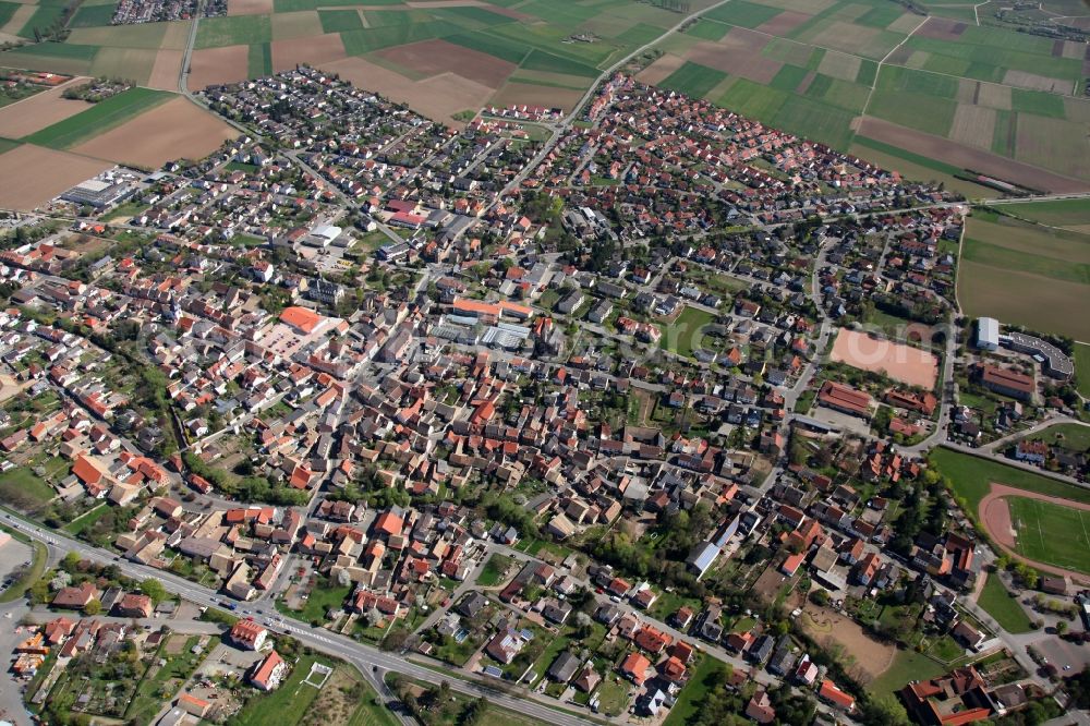 Aerial image Wöllstein - Townscape of Eckelsheim is a municipality in the district Alzey-Worms in Rhineland-Palatinate