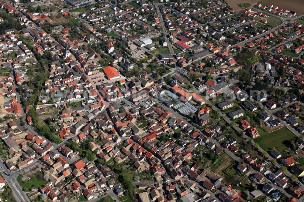 Aerial photograph Wöllstein - Townscape of Eckelsheim is a municipality in the district Alzey-Worms in Rhineland-Palatinate