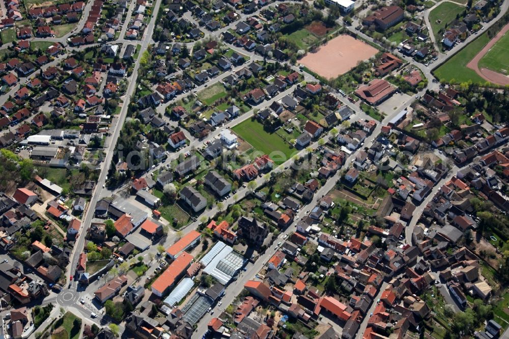 Aerial image Wöllstein - Townscape of Eckelsheim is a municipality in the district Alzey-Worms in Rhineland-Palatinate