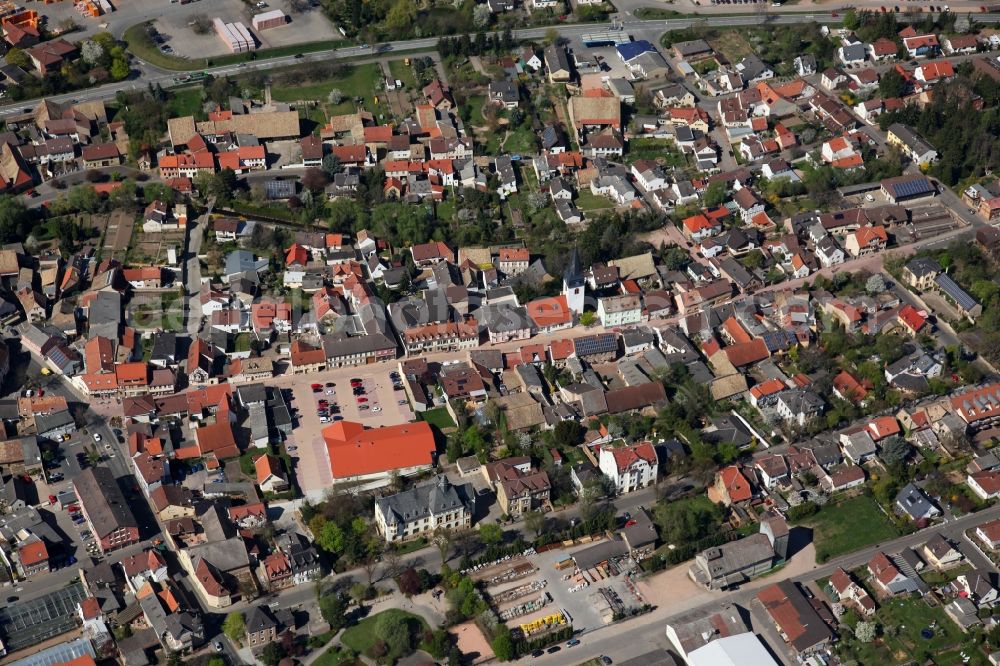 Aerial image Wöllstein - Townscape of Eckelsheim is a municipality in the district Alzey-Worms in Rhineland-Palatinate