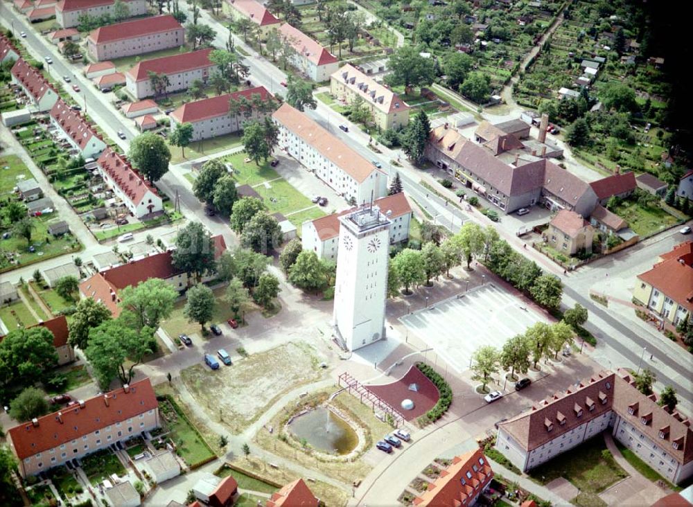 Schwarzheide / BRB from above - Ortsansicht der Wohngebiete um den Wasserturm in Schwarzheide.