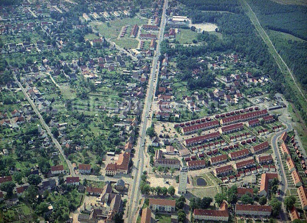 Aerial image Schwarzheide / Brandenburg - Ortsansicht der Wohngebiete um den Wasserturm in Schwarzheide