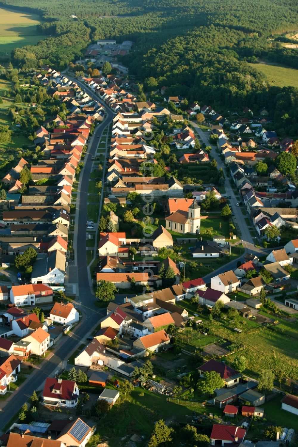 Wollin from the bird's eye view: Town View of the streets and houses of the residential areas in Wollin in the state Brandenburg, Germany