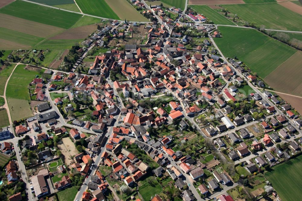 Aerial photograph Wonsheim - Townscape of Wonsheim is a municipality in the district Alzey-Worms in Rhineland-Palatinate