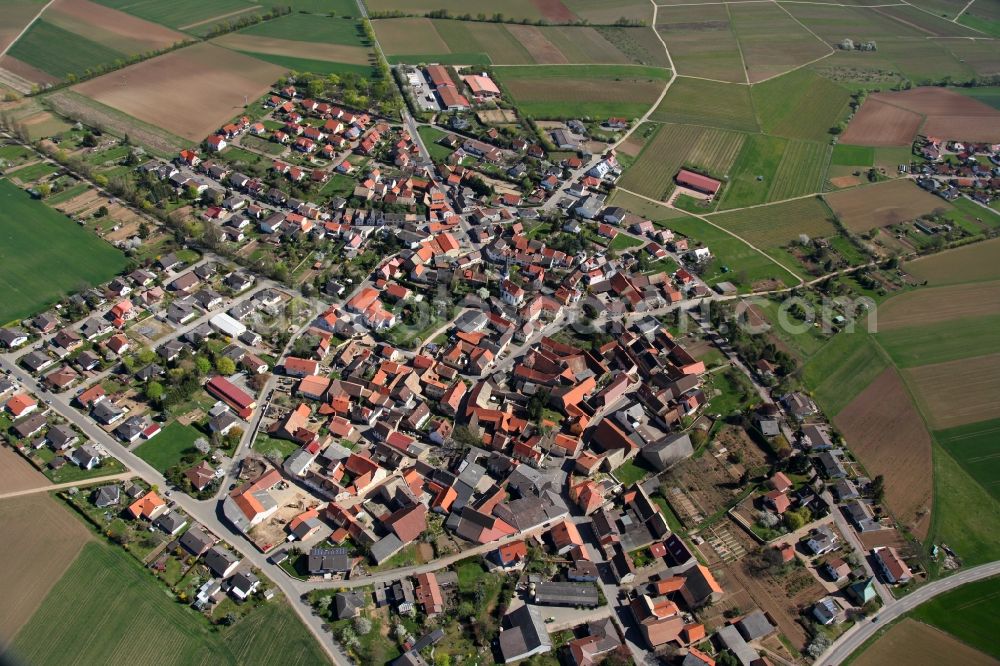 Aerial image Wonsheim - Townscape of Wonsheim is a municipality in the district Alzey-Worms in Rhineland-Palatinate