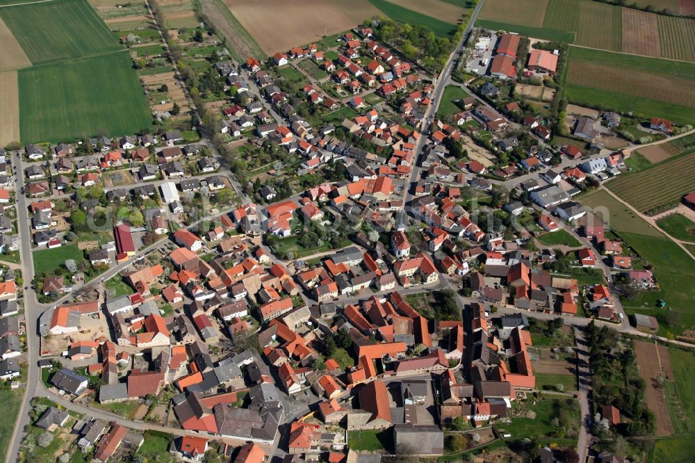 Aerial photograph Wonsheim - Townscape of Wonsheim is a municipality in the district Alzey-Worms in Rhineland-Palatinate