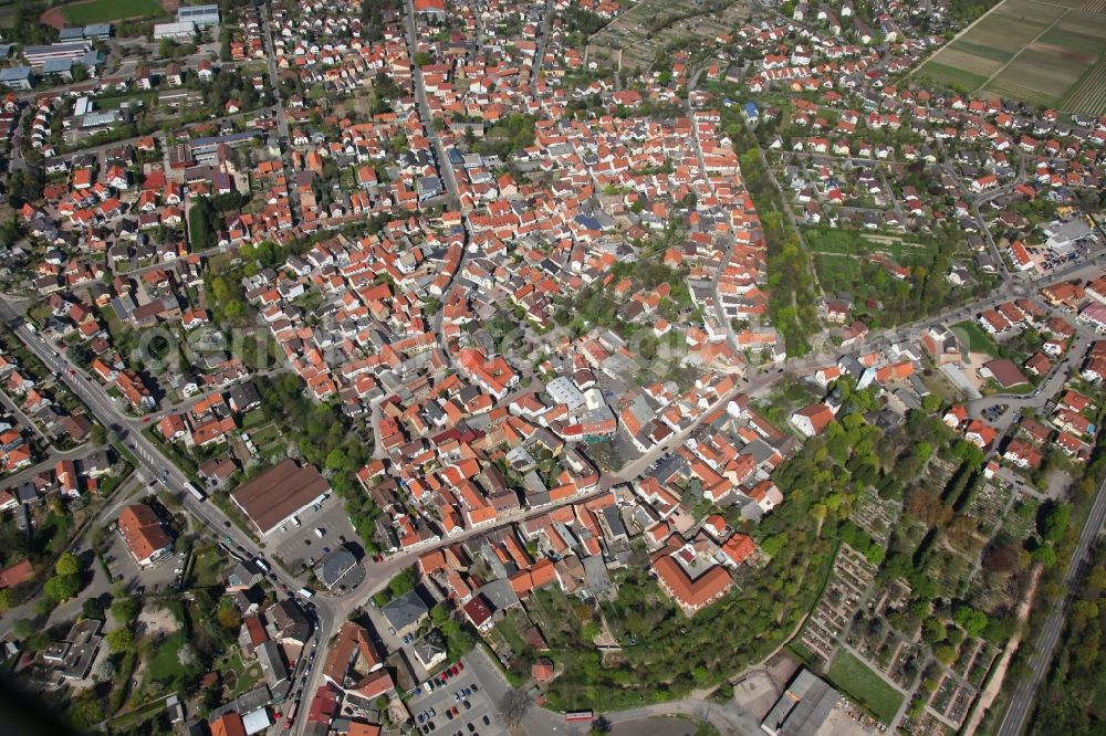 Wörrstadt from above - Local view of Woerrstadt in the state of Rhineland-Palatinate